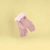 Pink plush edge warm gloves for women, thickened cold-proof touch screen style for autumn and winter details Picture
